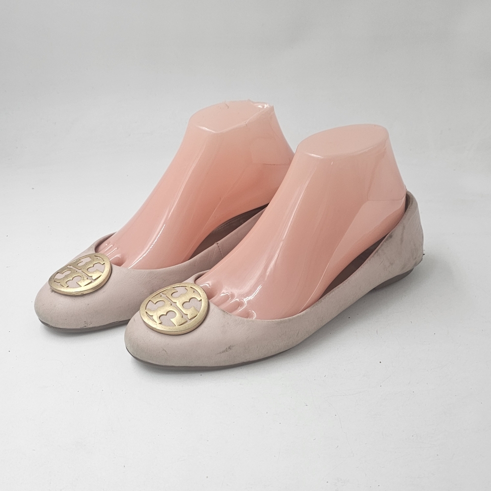 Tory Burch Benton 2 Ballet Flats Nappa Leather Seashell Pink Goan Sand Size 7